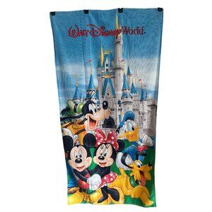 WDW Colorful Mickey & Friends Beach Towel Disney World 100% Cotton 31x58 Castle